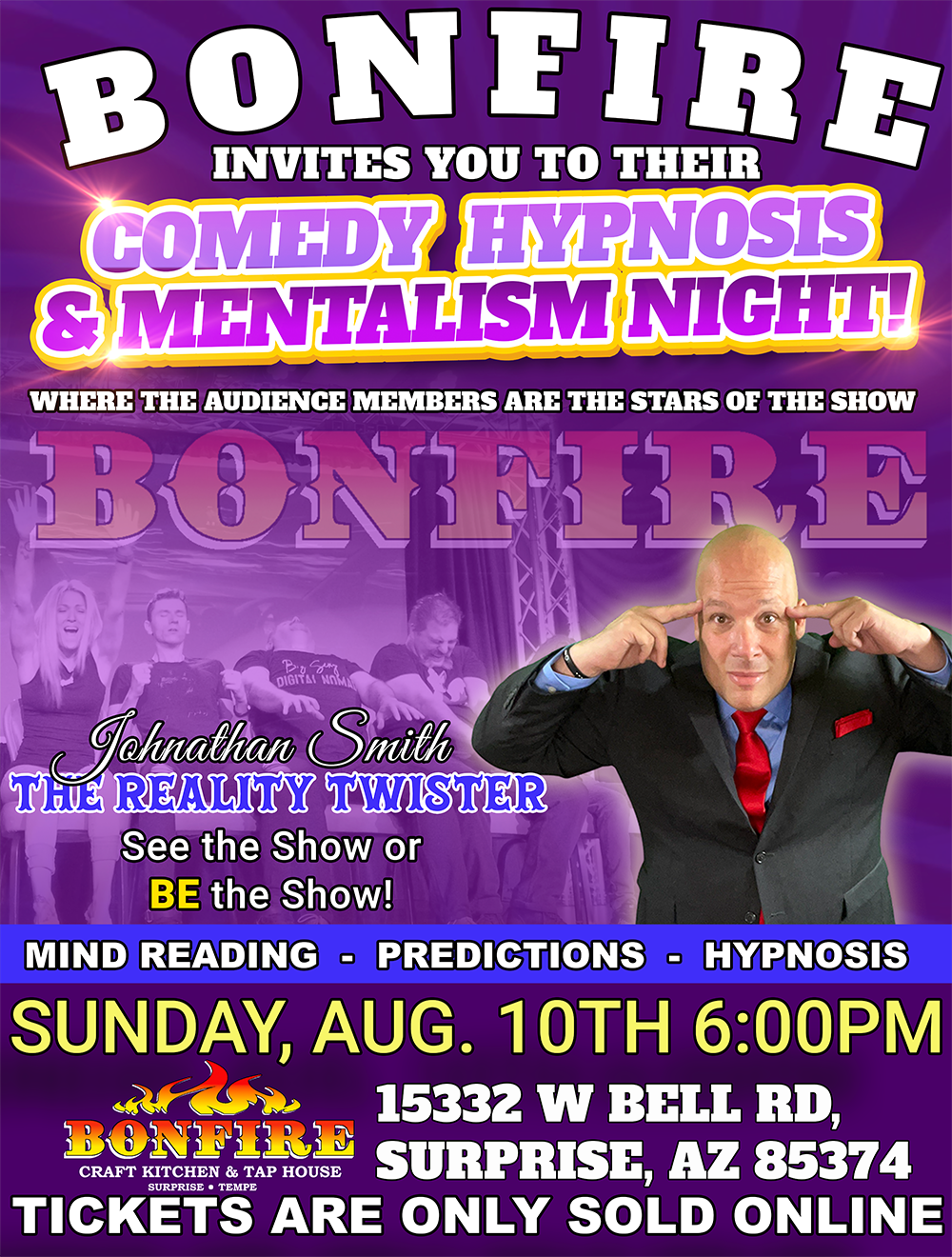 Comedy Hypnosis & Mentalism Night at Bonfire - Surprise AZ