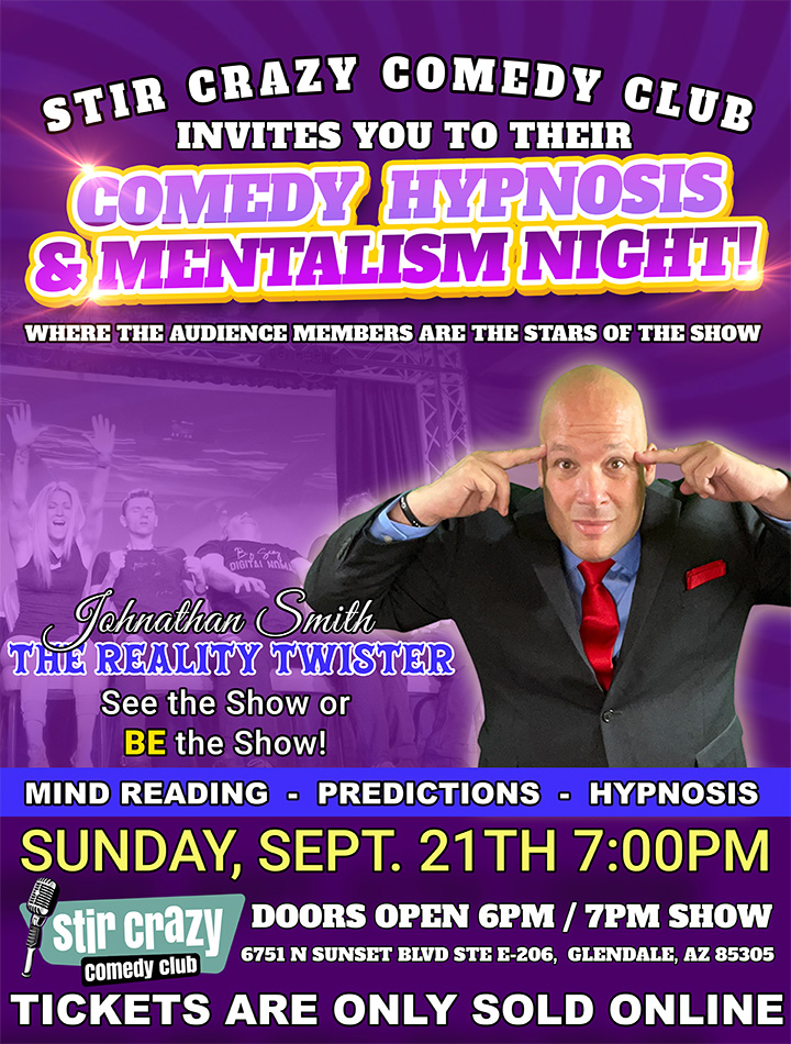 Stir Crazy Comedy Club - Comedy Hypnosis & Mentalism Night