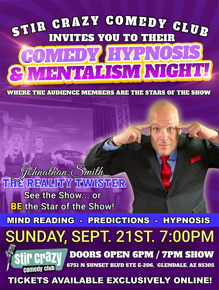 Stir Crazy Comedy Club - Comedy Hypnosis & Mentalism Night
