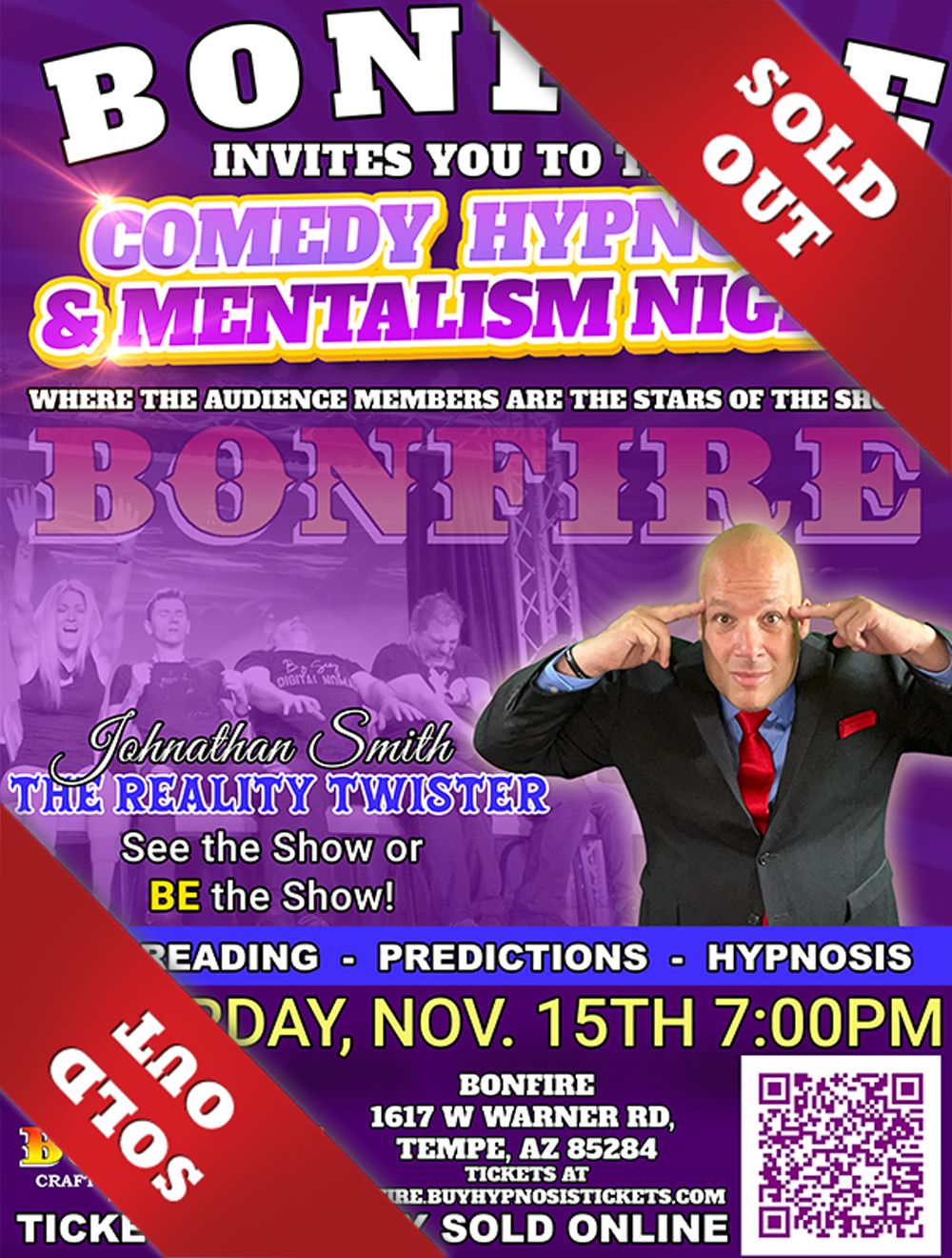 Comedy Hypnosis & Mentalism Night at Bonfire - Tempe AZ - SOLD OUT