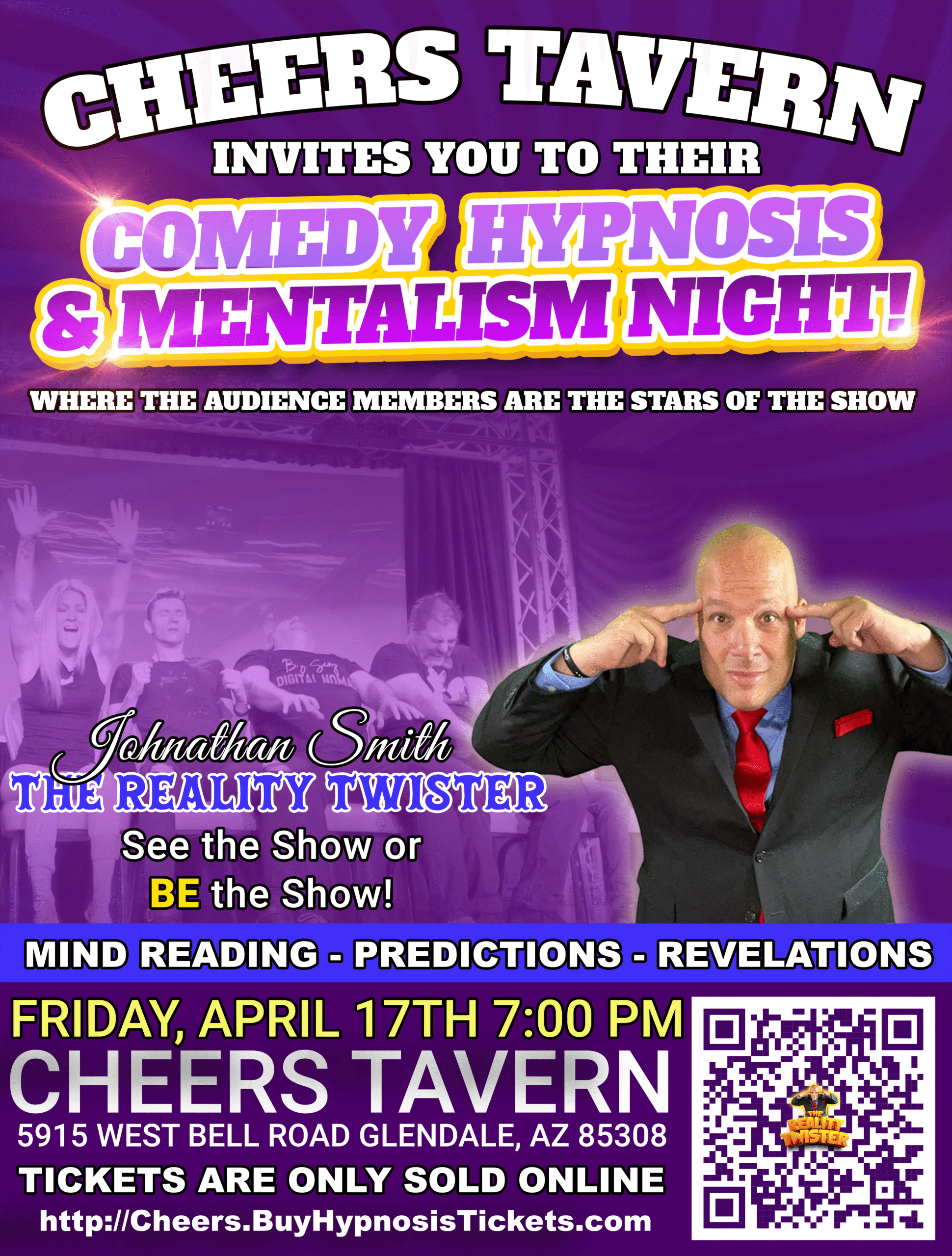 Comedy Hypnosis & Mentalism Night at Cheers Tavern - Glendale, AZ