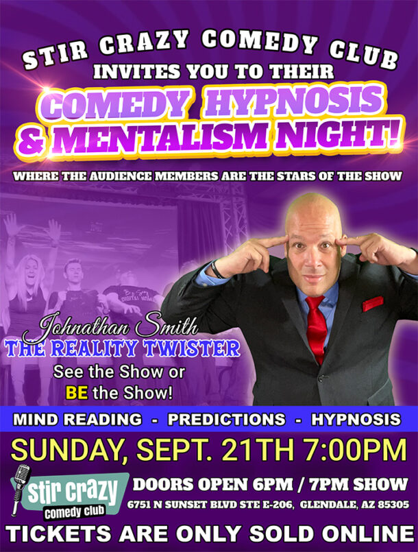Stir Crazy Comedy Club - Comedy Hypnosis & Mentalism Night